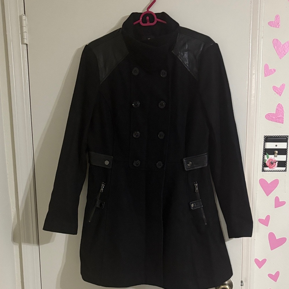 Worthington Black Double-Breasted Peacoat